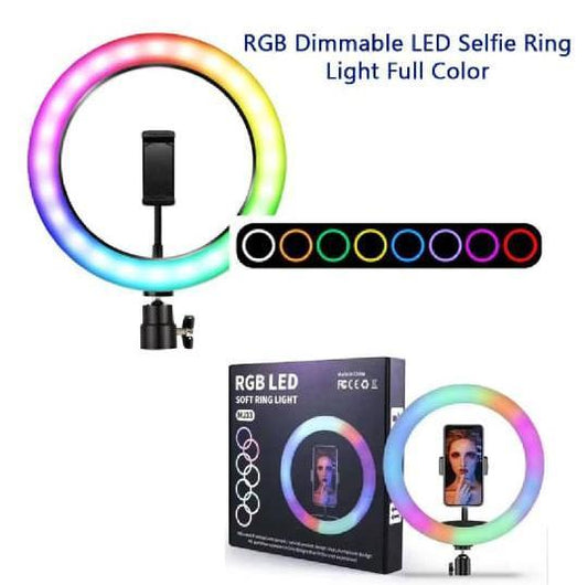 MJ-33 RGB LED Ring Light – 26cm,33cm,36cm Dimmable Selfie Light with Phone Holder
