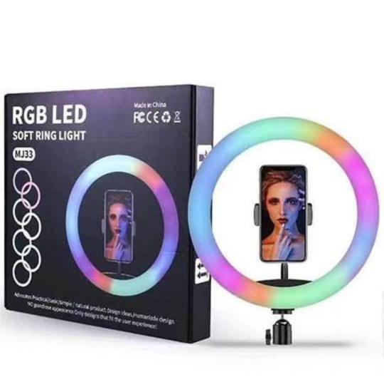 MJ-33 RGB LED Ring Light – 26cm,33cm,36cm Dimmable Selfie Light with Phone Holder