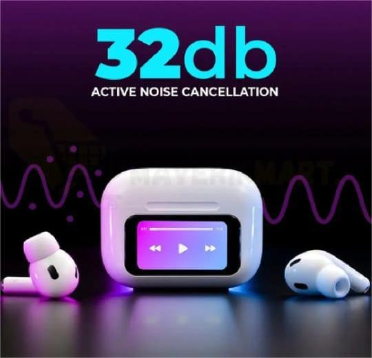 A9 Pro Wireless Bluetooth Earbuds with ANC & Smart Touch Screen