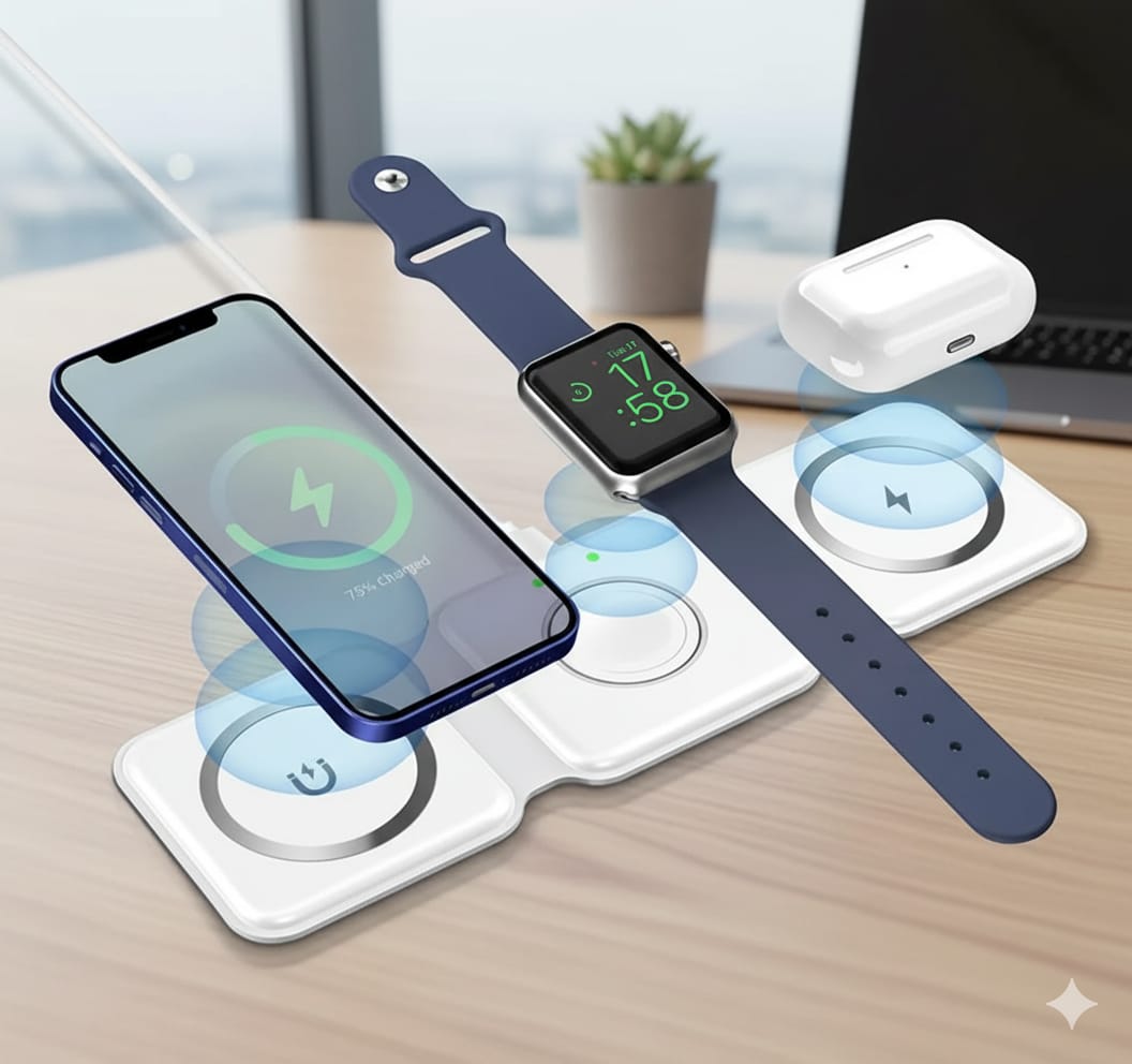 3-in-1 Magnetic Wireless Charger for Phone, Watch & Earbuds